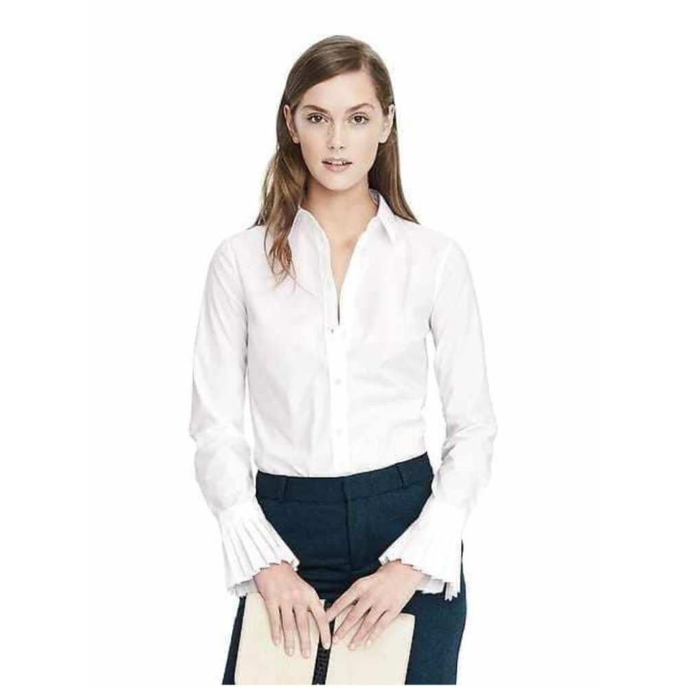 Banana Republic Riley Shirt Pleated Cuffs Bell-Sleeve Button-Down NWT